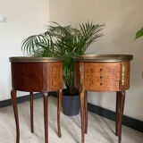 Pair of bedside tables in the shape of a stab, Louis XVI style