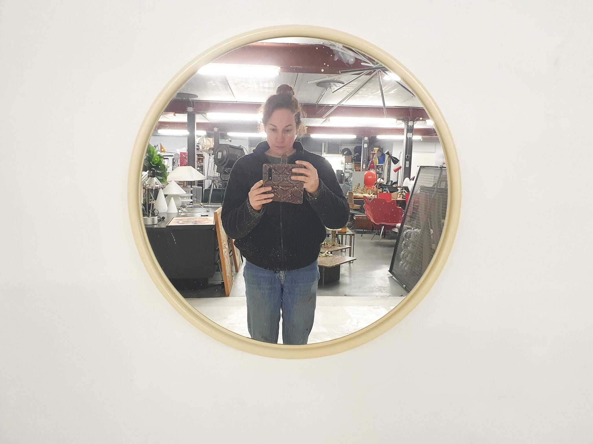 Miroir rond en polyester des années 1960, Pays-Bas