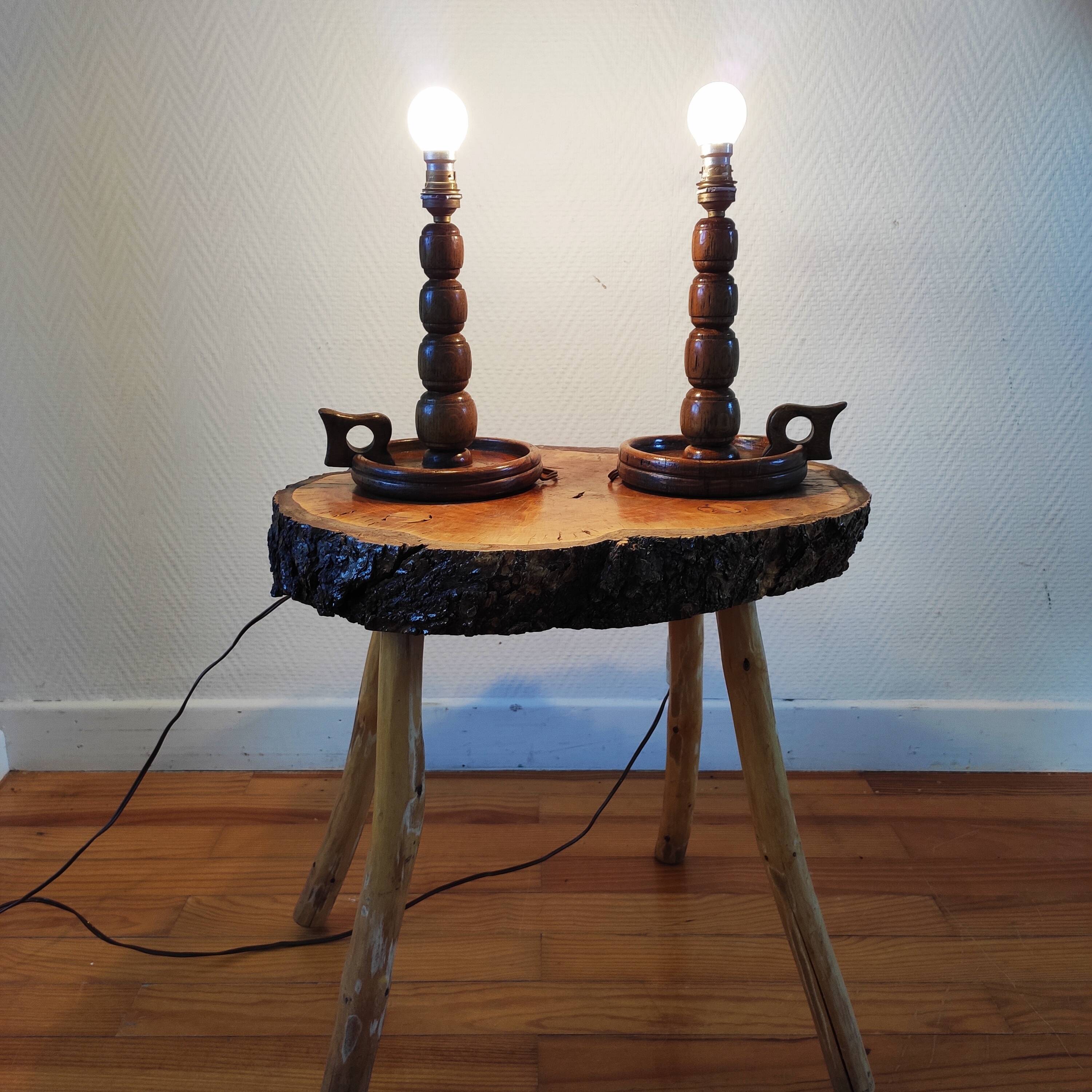 Pair of vintage brutalist lamps 1950/60