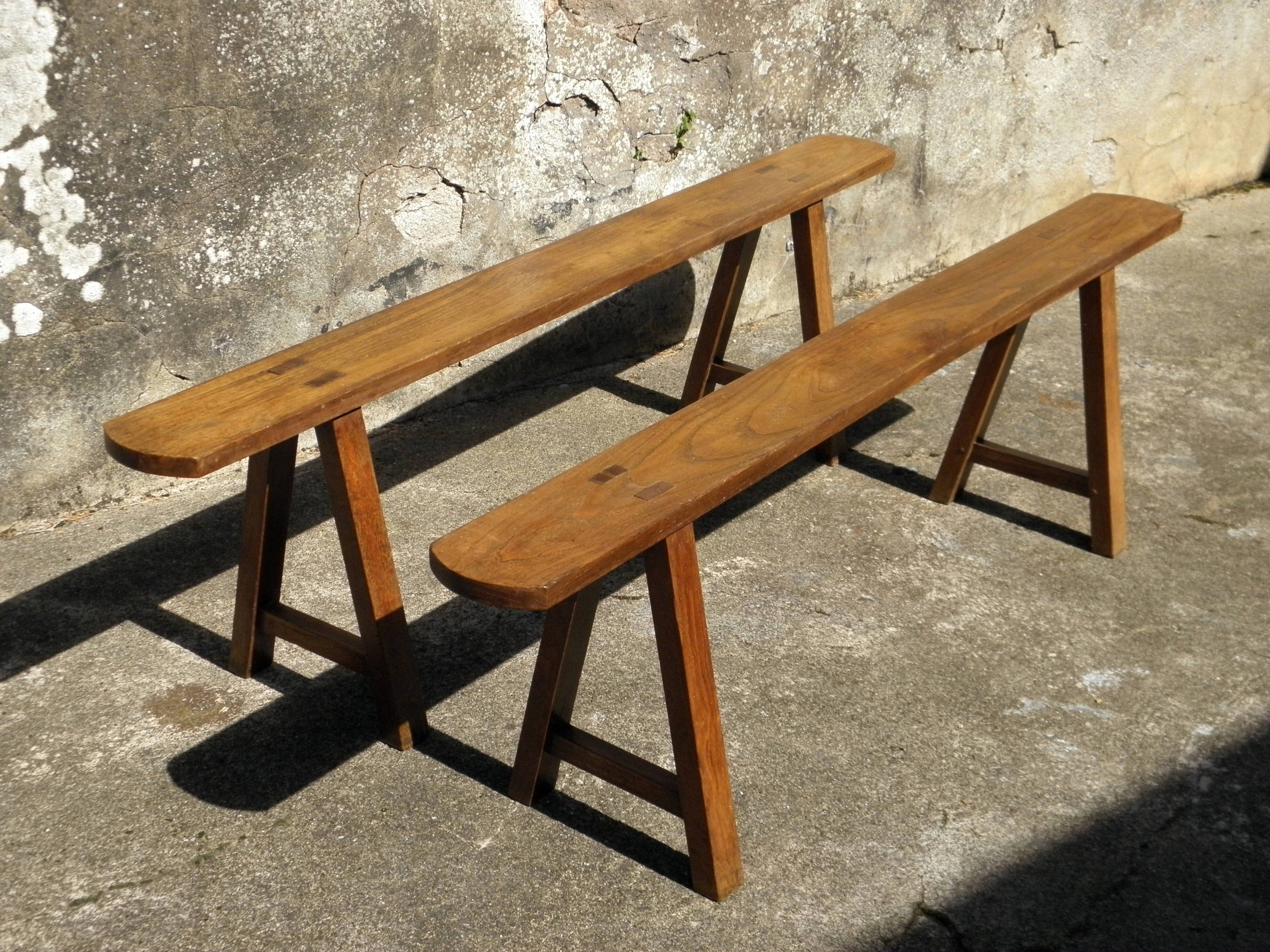 Pair of farmhouse benches 165 cm