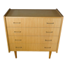 Commode en bois clair 4 tiroirs 1960 pieds fuseaux