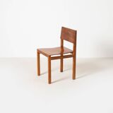 Set of 4 unique Bauhaus modernist dining chairs in birch, Prague, 1940s.