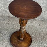 1930s carved wooden side table - oak and pine
