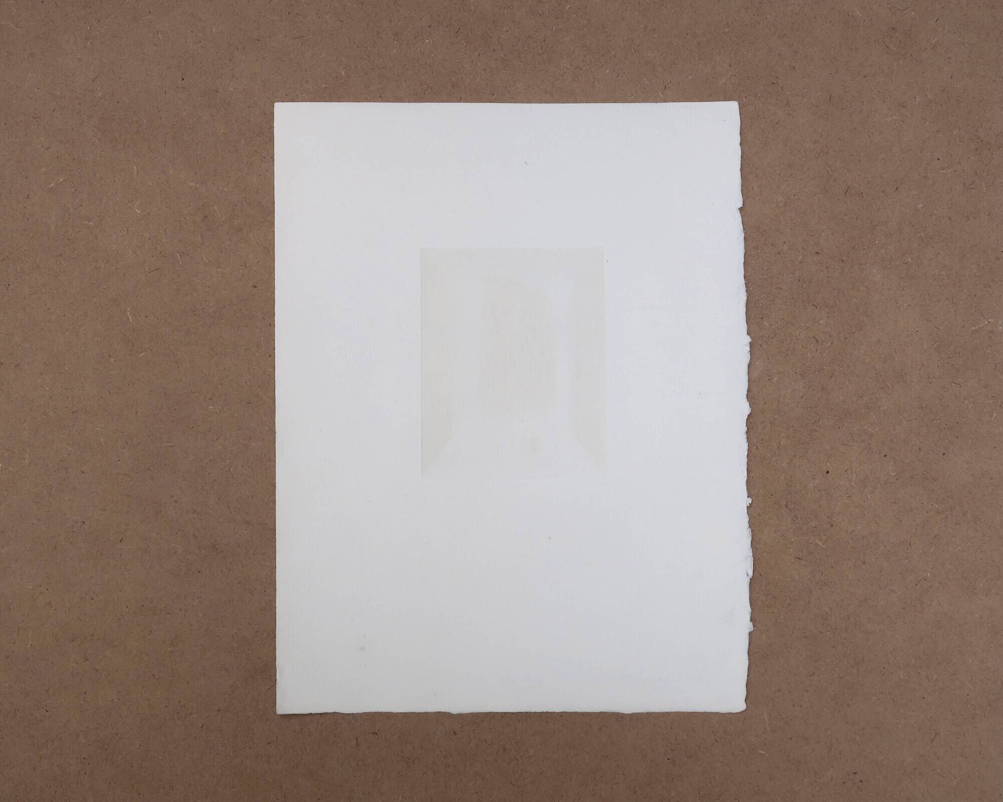 Minimalist abstract engraving in black and white by Terry Haass, 1960s.