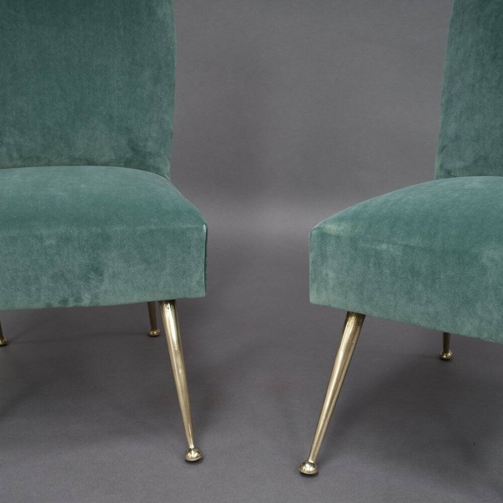 Set of Italian velvet side chairs by Gigi Radice for Minotti, 1950s