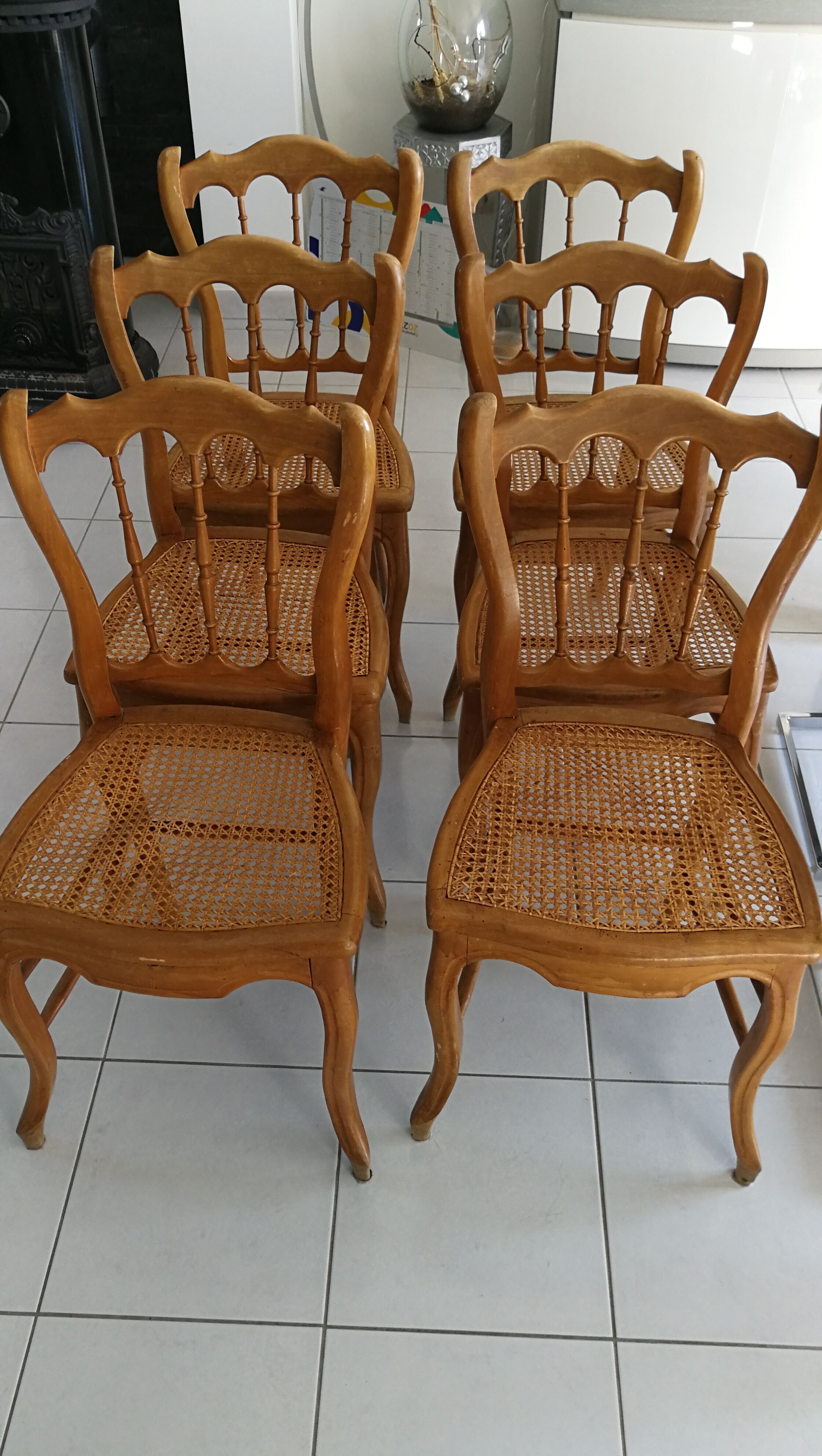 6 chairs in natural canning