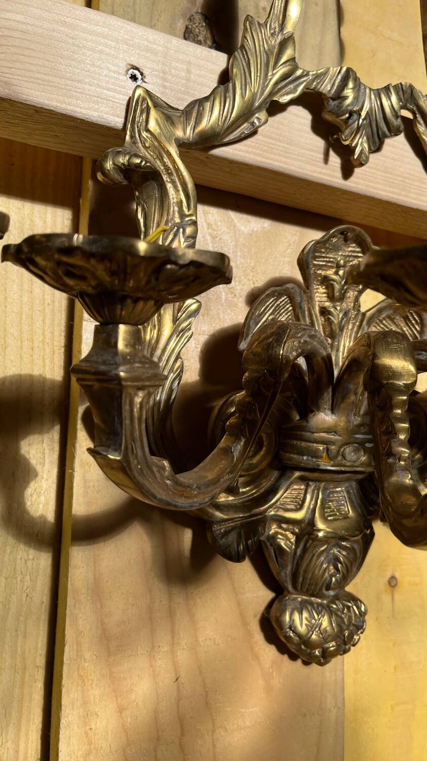 Pair of LXV style gilt bronze wall lights