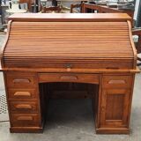 Ancien bureau américain à persienne en S chêne vers 1940