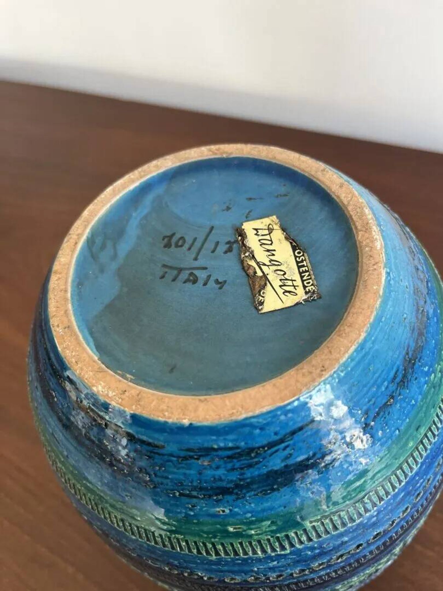 Vase à fleurs Bitossi – Bleu Rimini, Aldo Londi