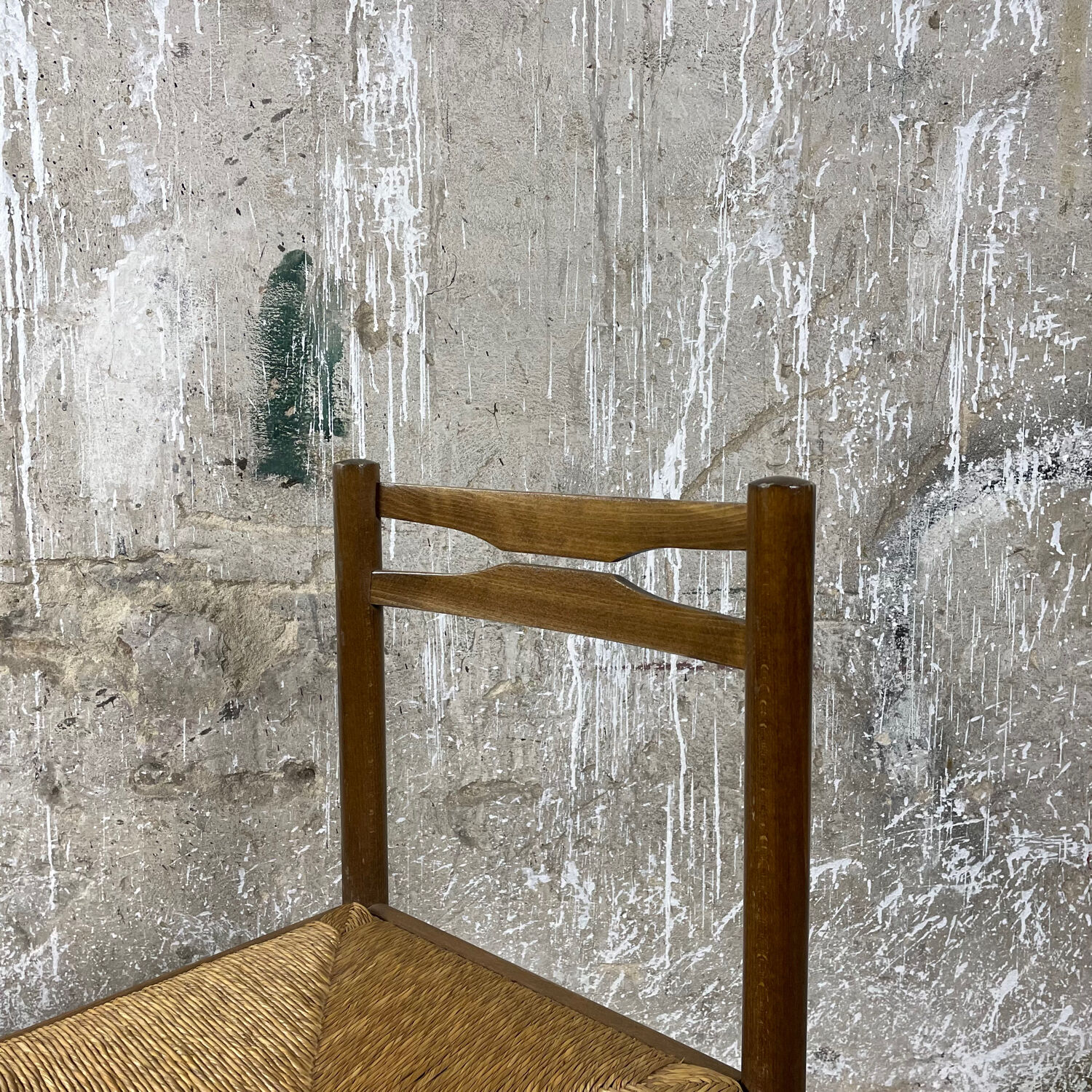 Chaise paillée et bois annees 80