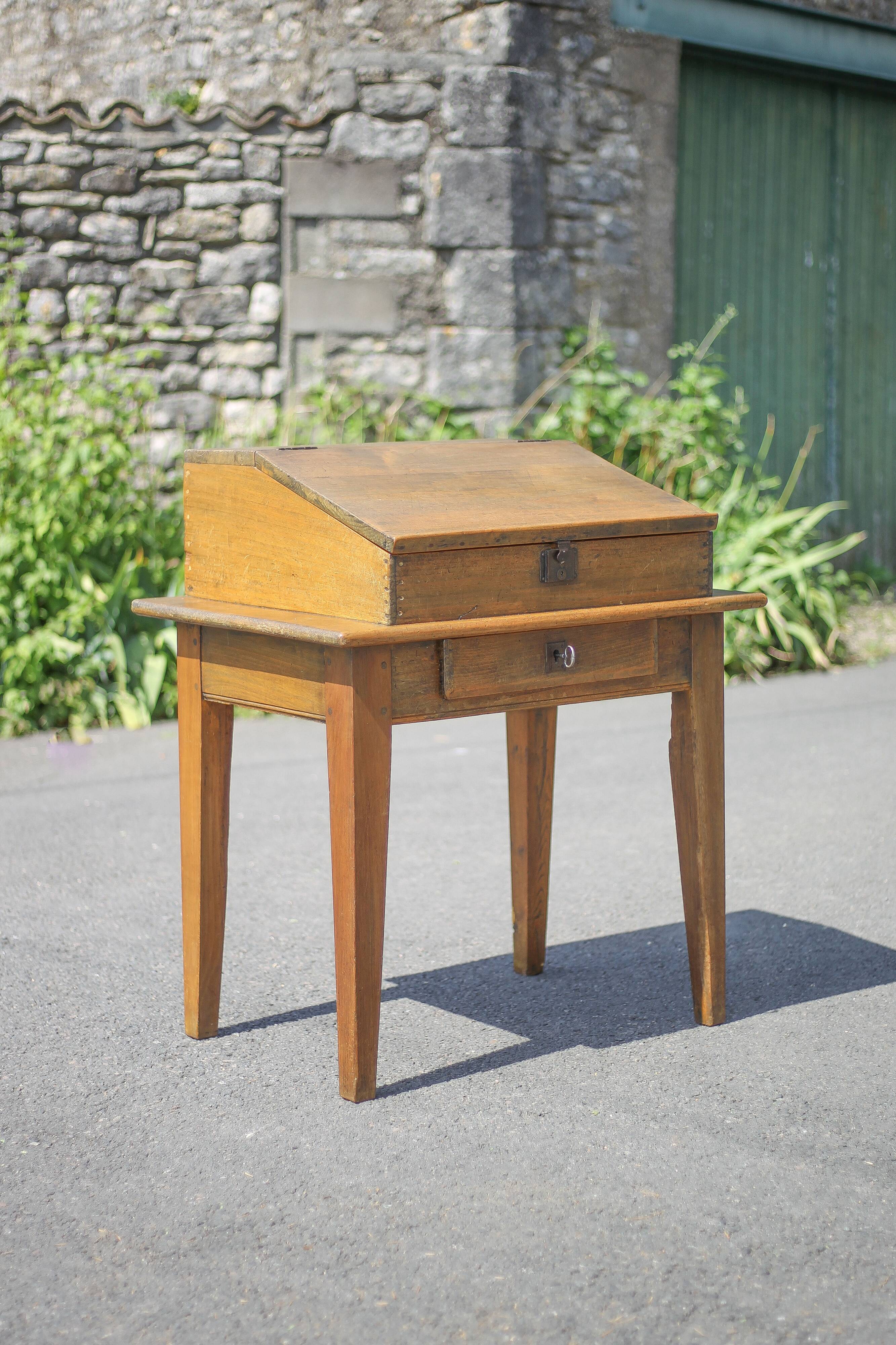 Vintage wooden writing desk, vintage wooden desk, desk secretary, wooden furniture, decoration