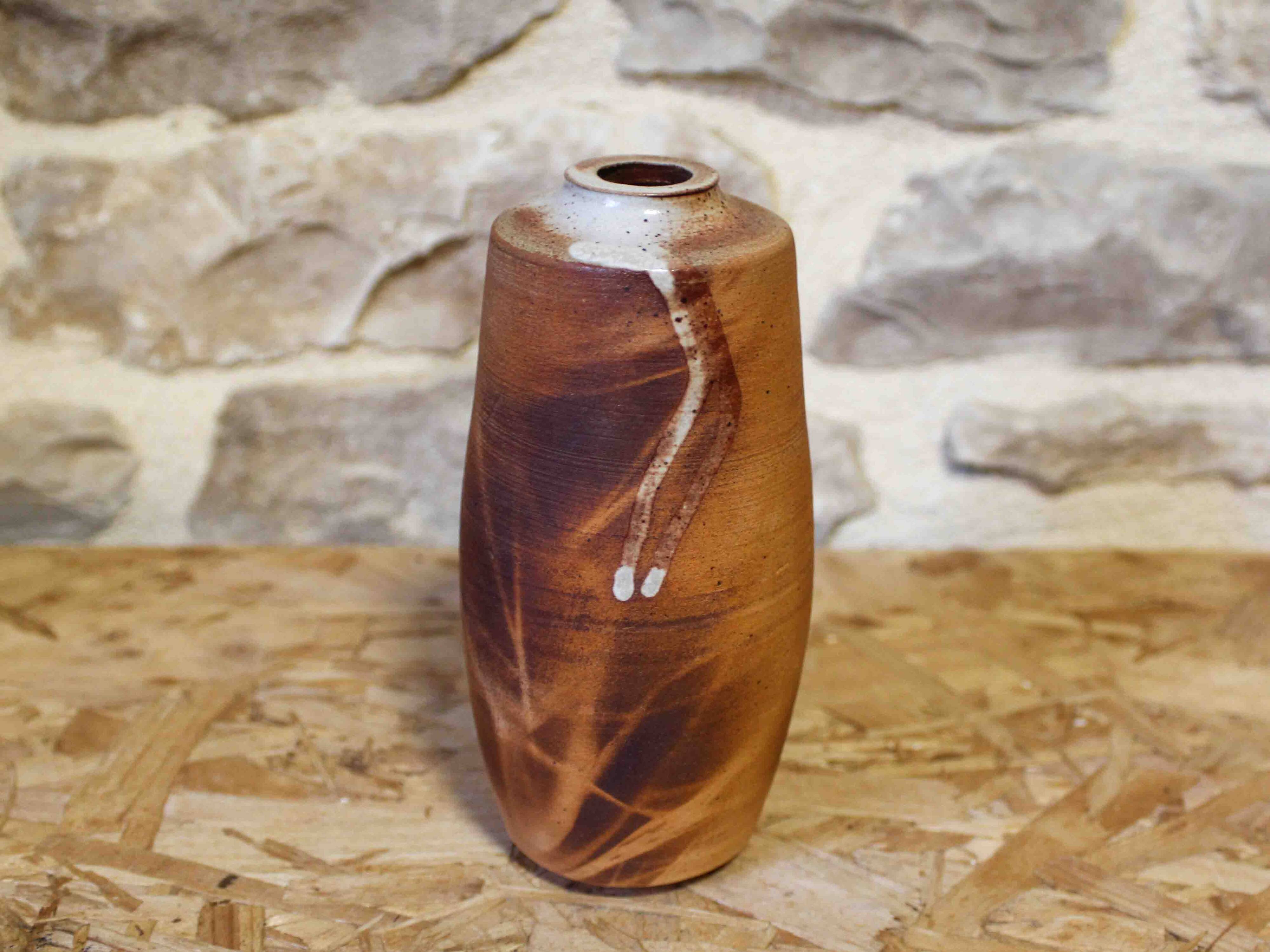 Partially glazed ceramic vase