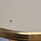 Table bistrot "mange-debout" vintage, crème, en fonte et laiton, 109 cm