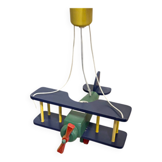 Vintage lighting chandelier BOUDET wooden airplane