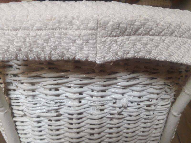 Wicker and painted wood baby cradle