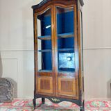 Vitrine En Marqueterie Et Bois Noirci De Style Transition XIX Eme Siècle