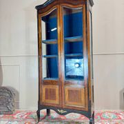 19th Century Transition Style Marquetry and Blackened Wood Display Cabinet