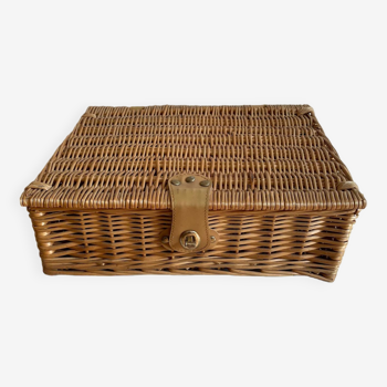 Wicker suitcase imitation leather