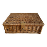 Wicker suitcase imitation leather