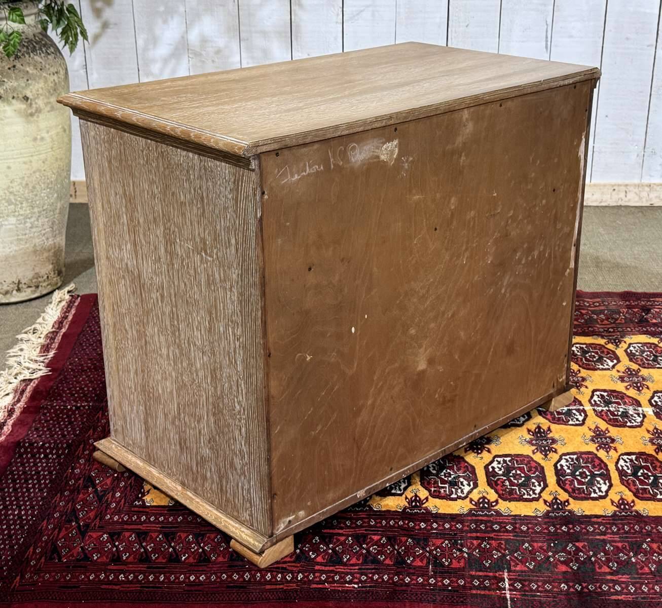 English commode in cerused oak from the 1950s.
