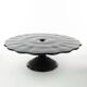 Mid-century modern cake stand, black glass, Ząbkowice, Poland, 1970s