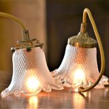 Duo of walkers in glass flowers and yellow cord