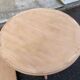 Renovated round extendable dining table with a central wooden leg, 110-210cm.