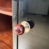 French Art Deco Half Cabinet in Black Lacquer and Mahogany, 1930