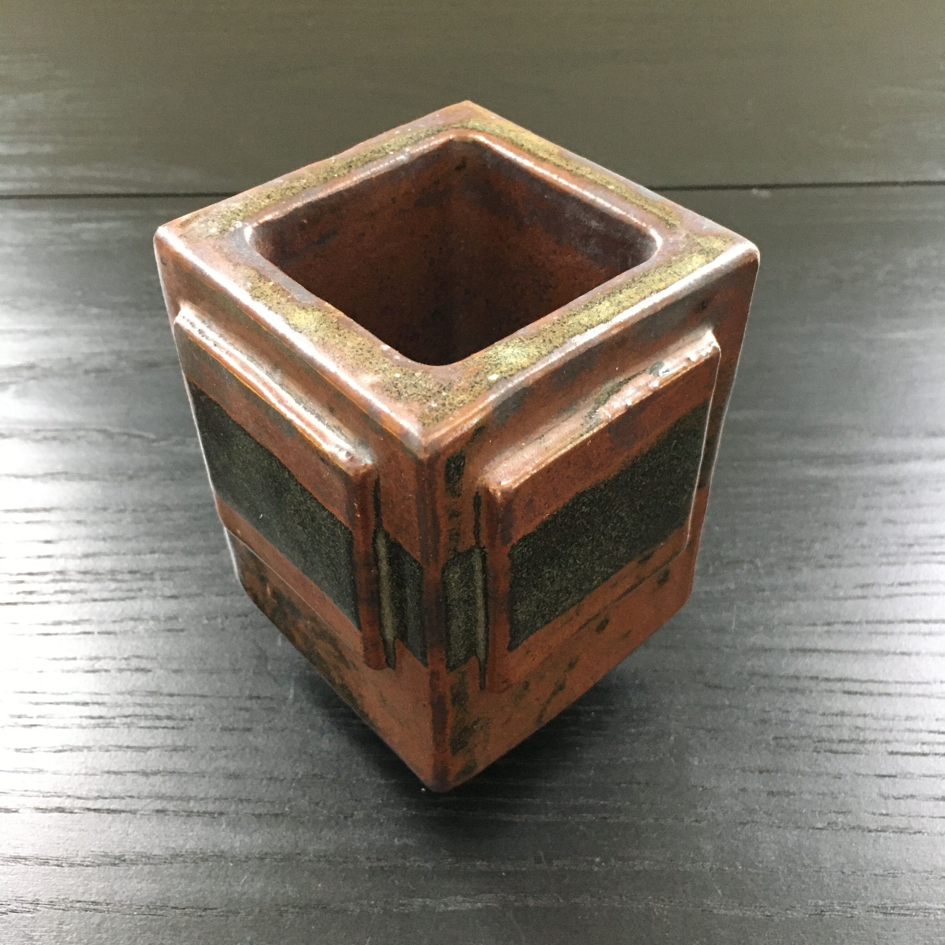 Vase brutaliste grès brun