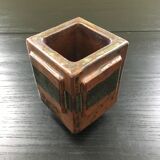 Brutalist brown stoneware vase