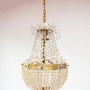Lustre globe français en bronze et cristaux c. 1950 (35 cm)