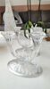 Pair of art deco candlesticks with 2 flames, molded crystal