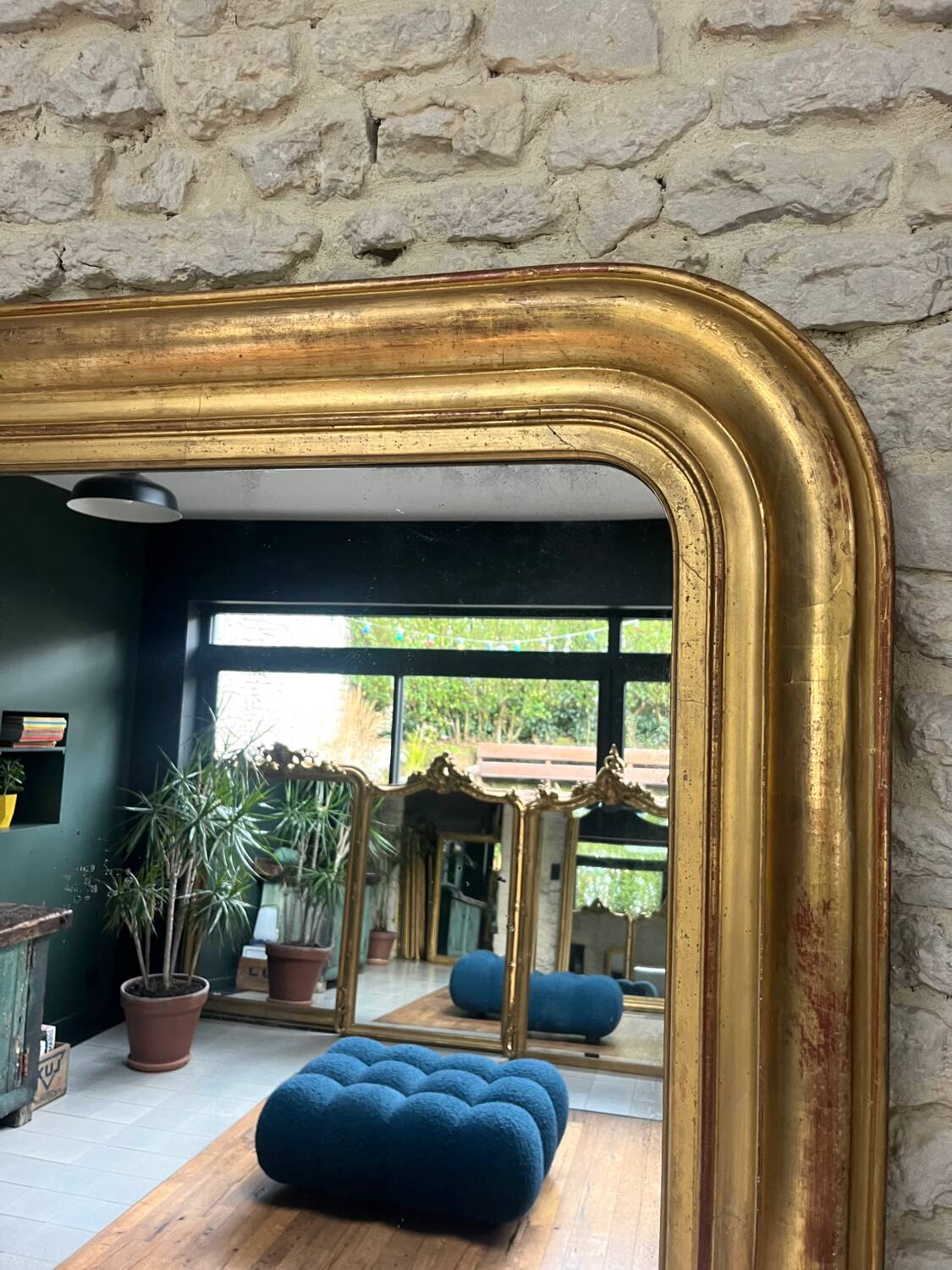 Antique Louis-Philippe mirror 200/150cm gold leaf and mercury glass