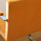 Chrome-plated metal and orange fabric armchair, 1970