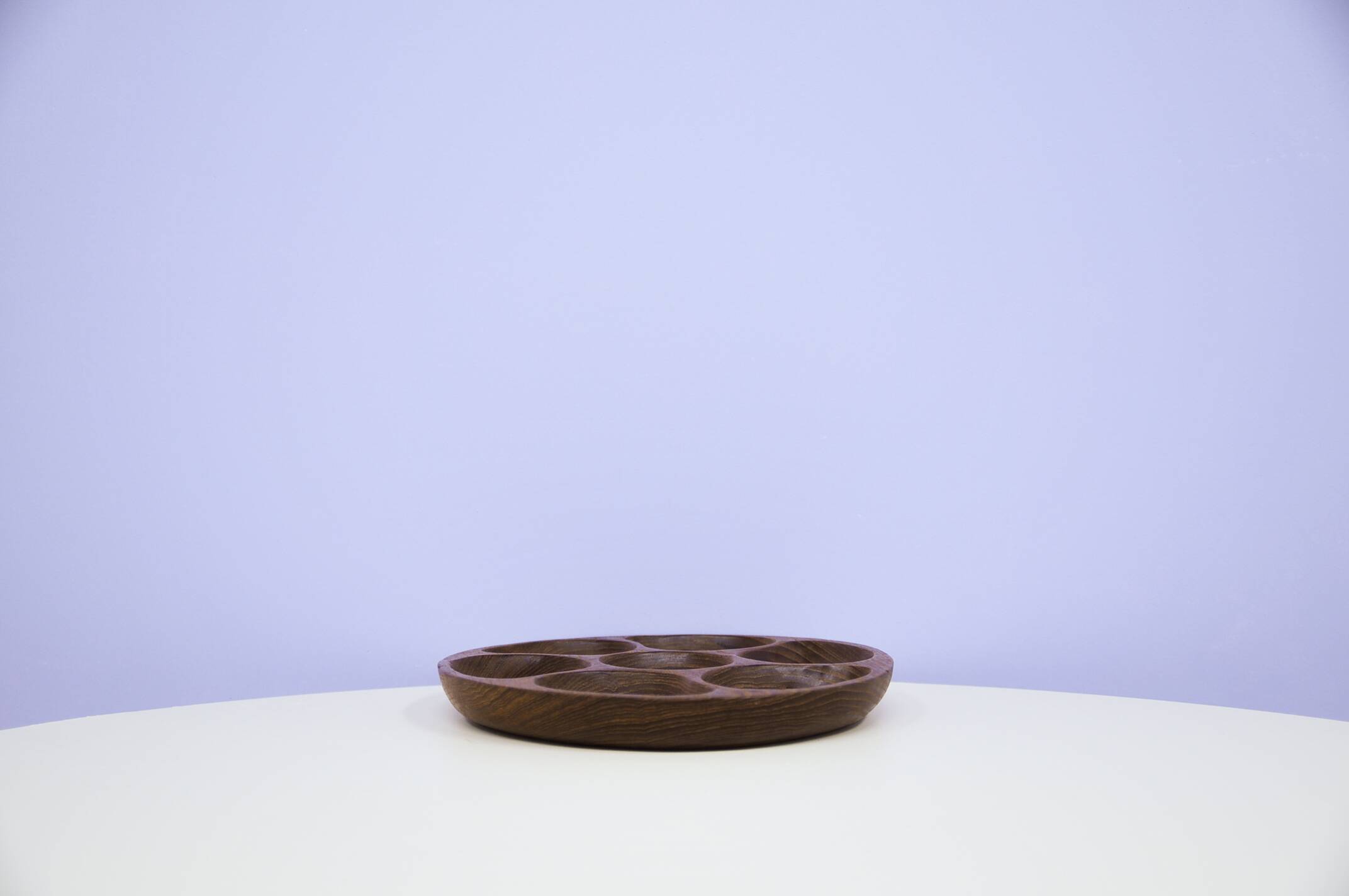 vintage teak round snack bowl