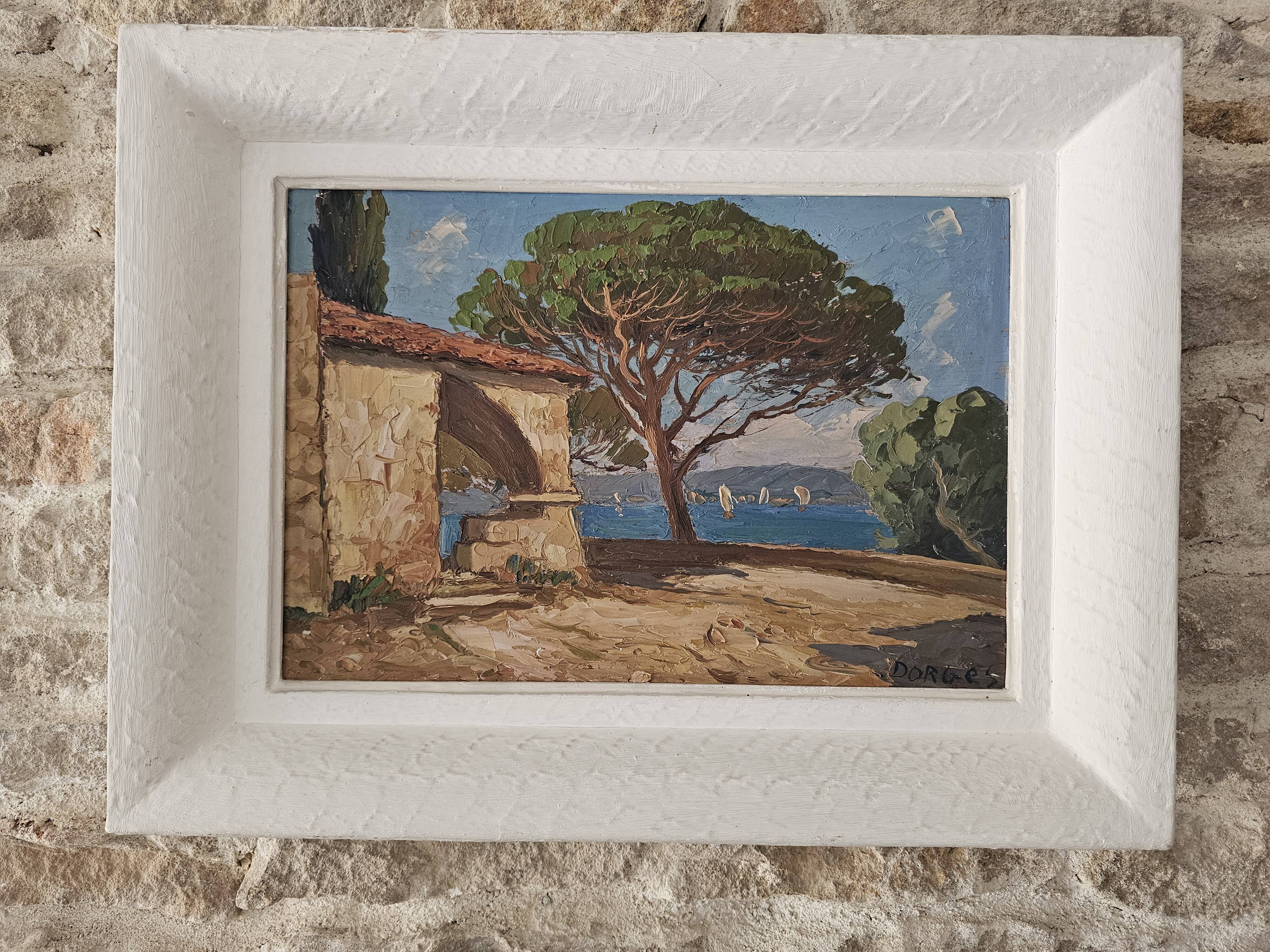 Oil on Panel - Marine Landscape of the Provençal Riviera signed D