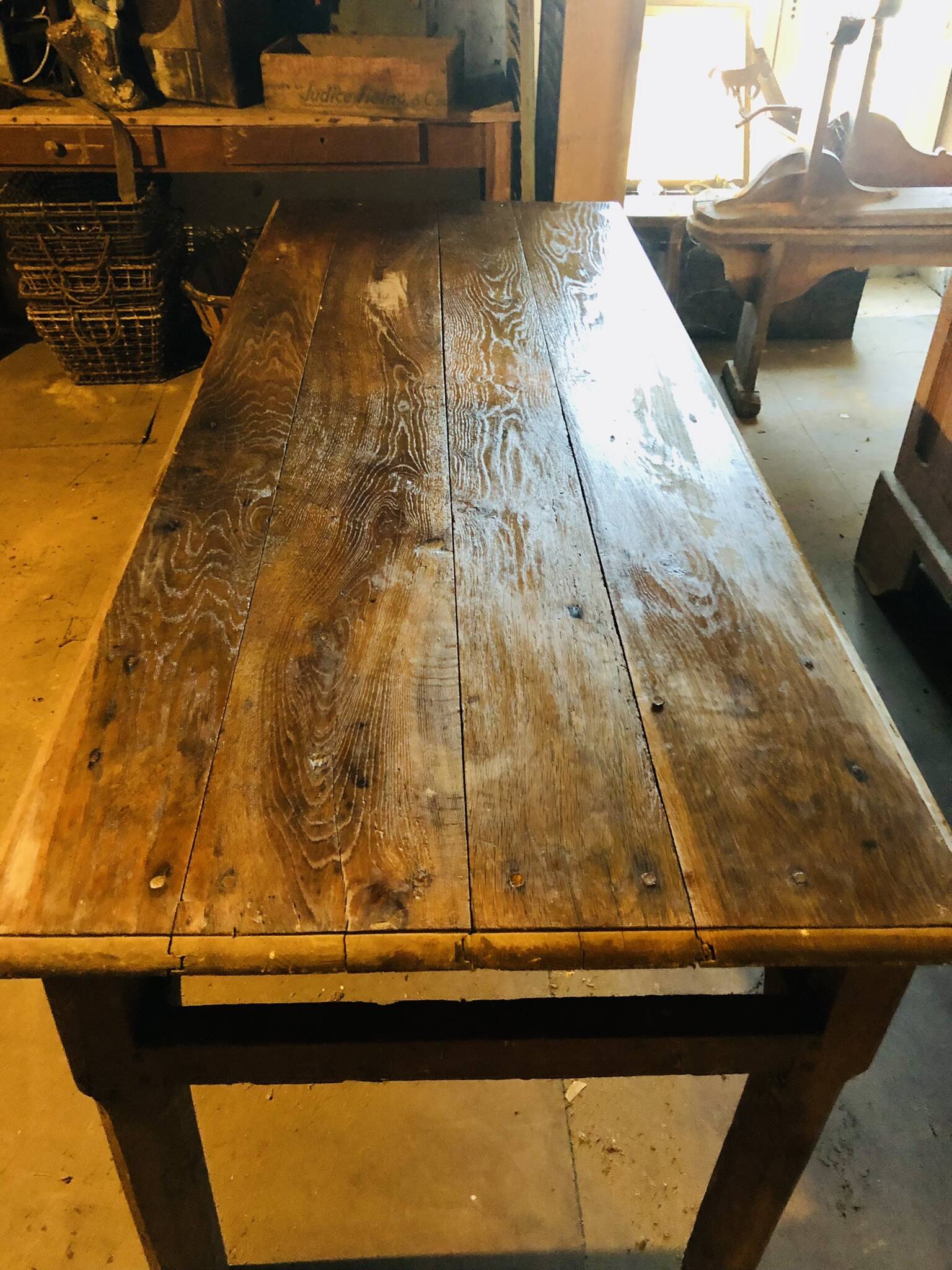 Large country table in cherry wood, late 1800s