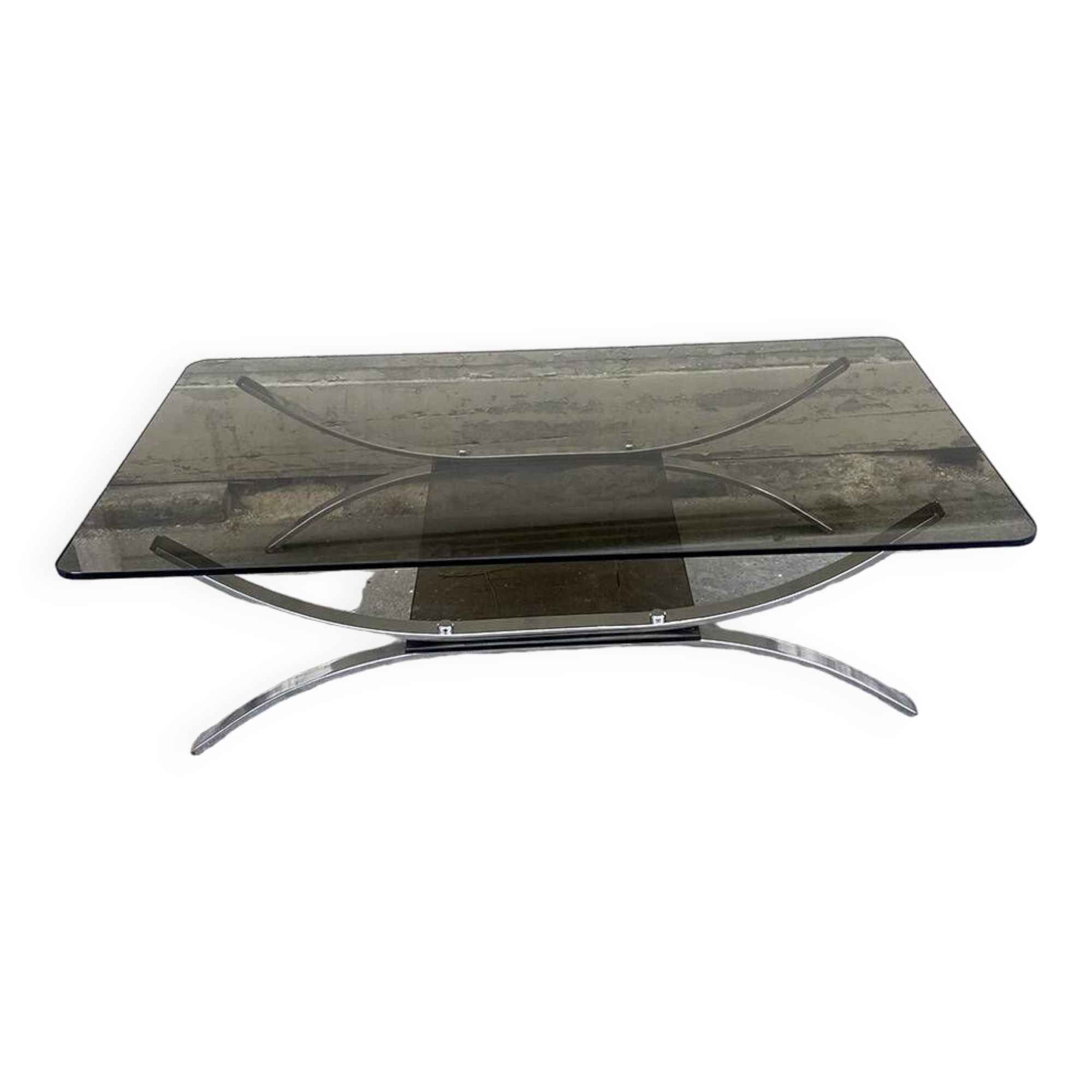 Smoked glass and chrome coffee table, France circa 1970