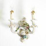 Beautiful hand-painted Mid Century porcelain wall lamp