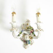 Beautiful hand-painted Mid Century porcelain wall lamp