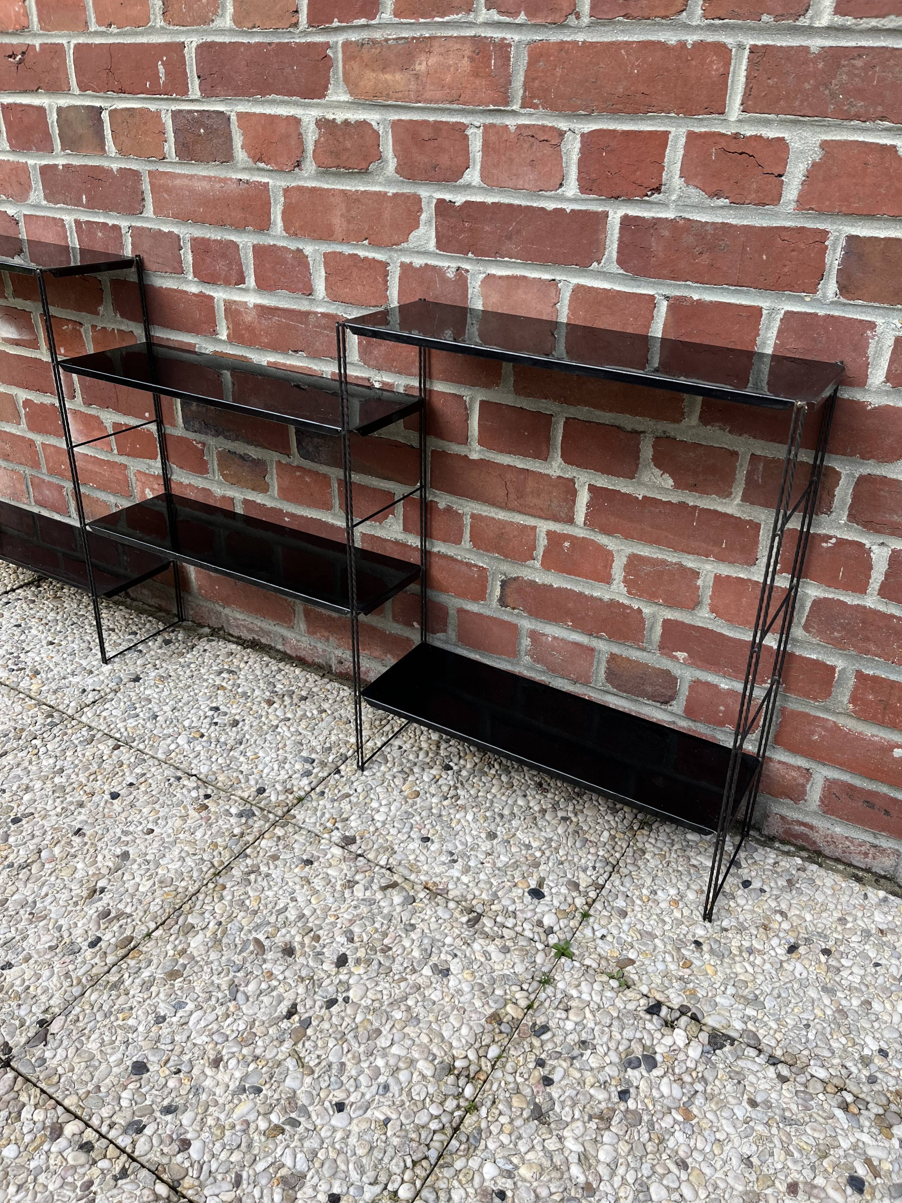 Black metal string shelf vintage 1960