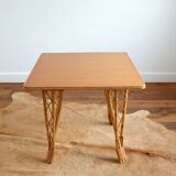 Vintage bamboo and rattan dining table 1960s