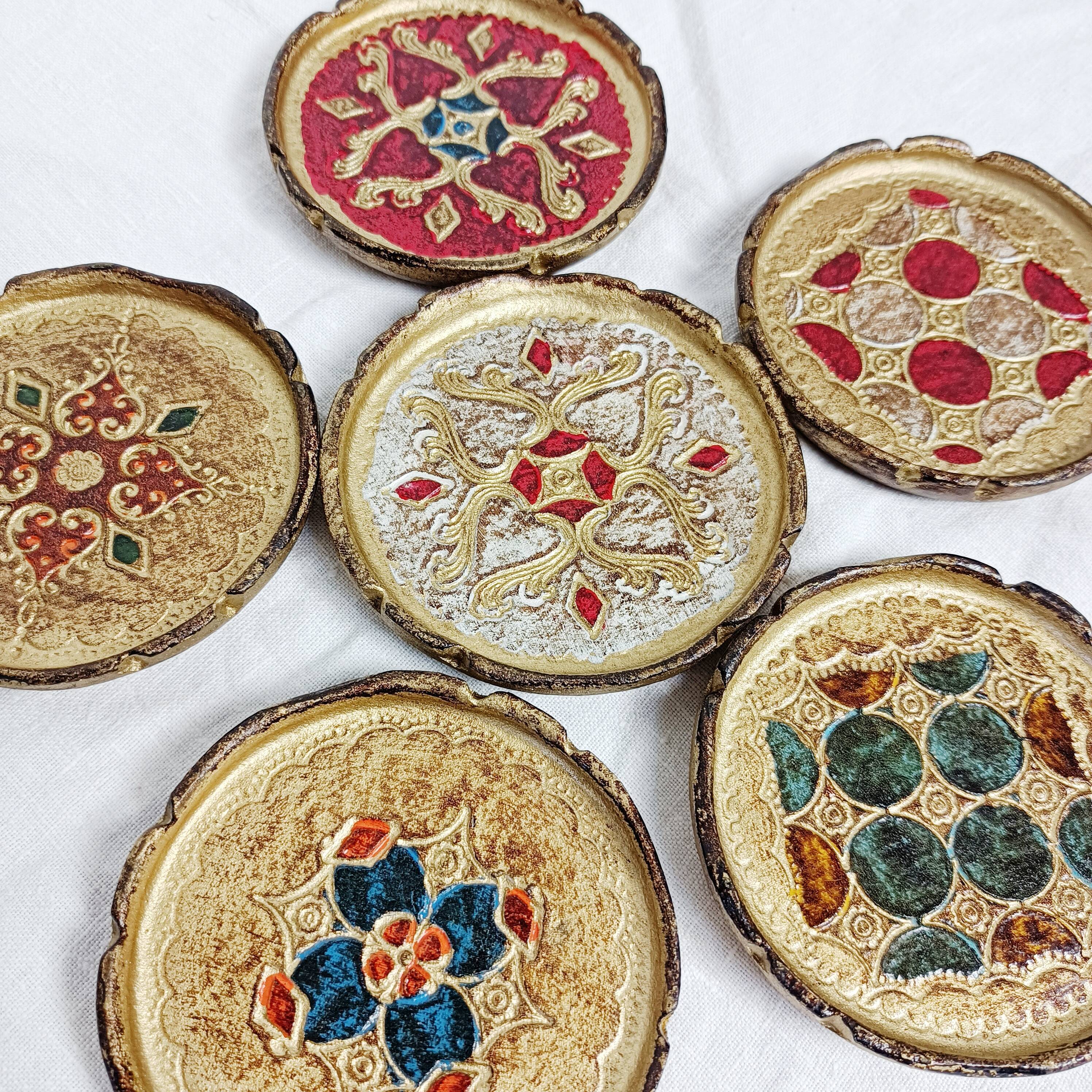 Set of 6 Venetian style coasters