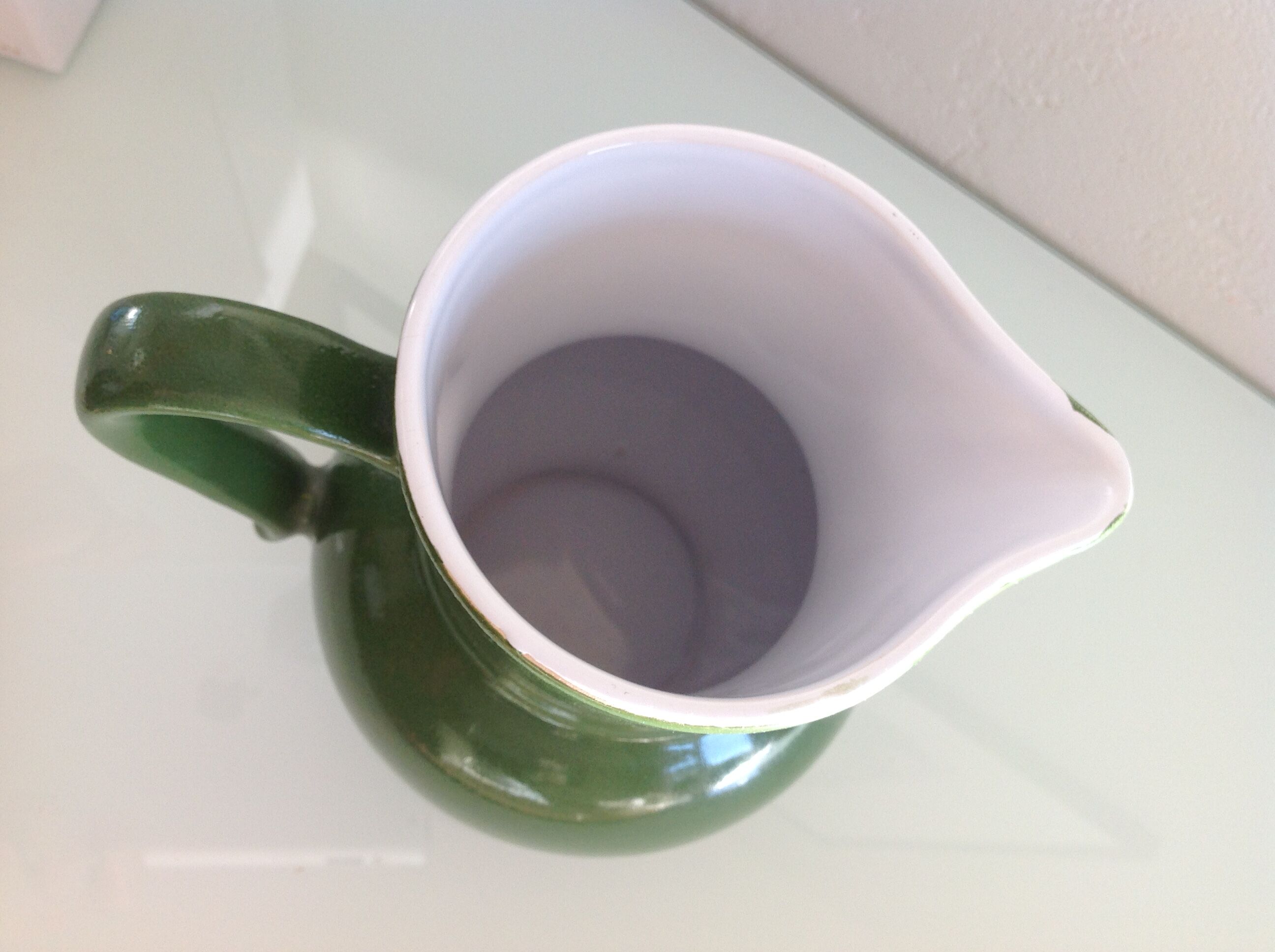 Pitcher ball in glazed green ceramic vintage 60s-70s