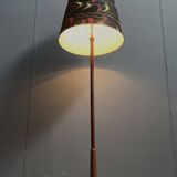 Danish Teak floor lamp with Black and Red , Yellow shade 1960s