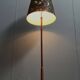 Lampadaire danois en teck avec abat-jour noir et rouge, jaune années 1960