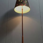 Danish Teak floor lamp with Black and Red , Yellow shade 1960s