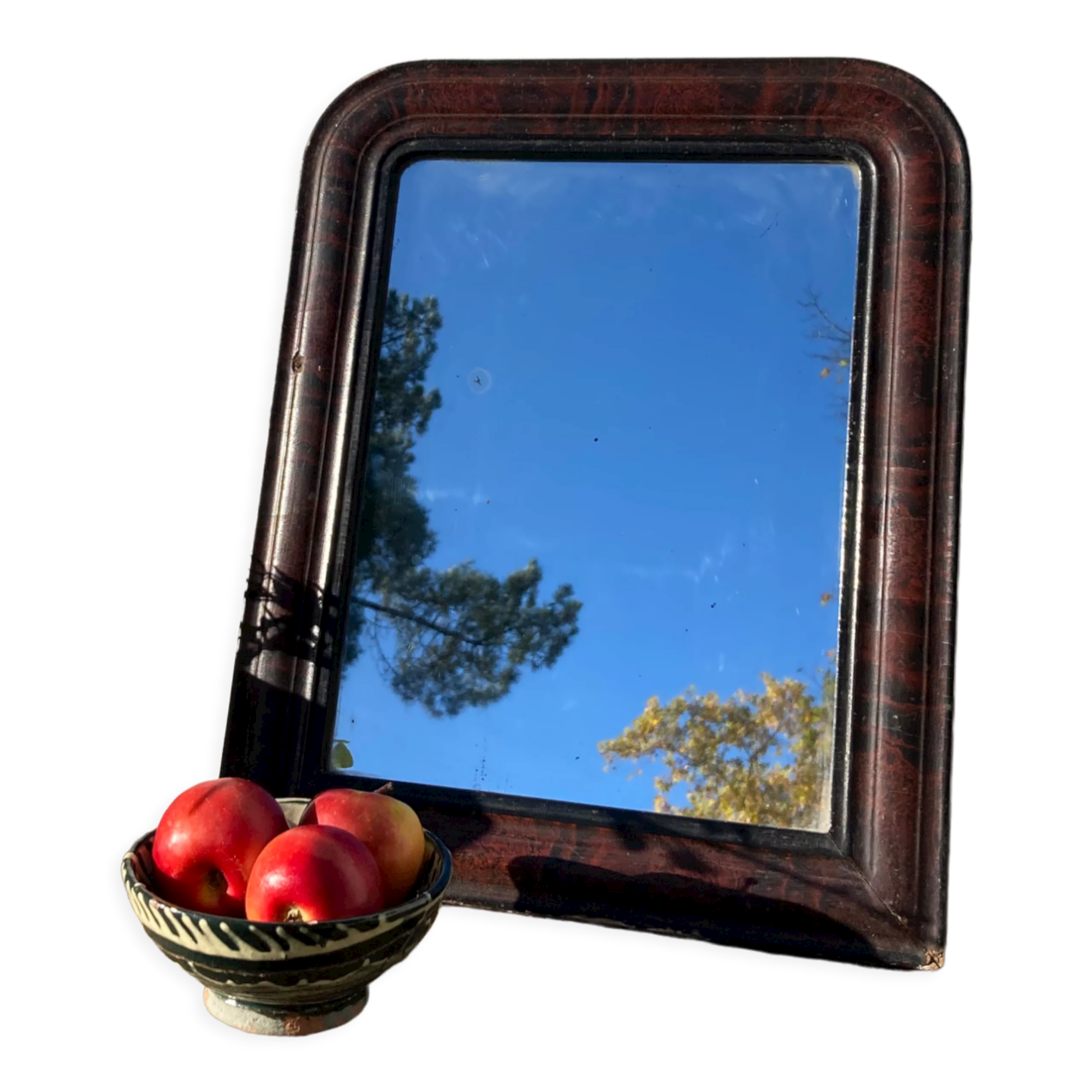 Mirror Louis Philippe period 46x39 XIXth old black brown