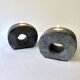Pair of terracotta candle holders with anthracite finish, 1980s.