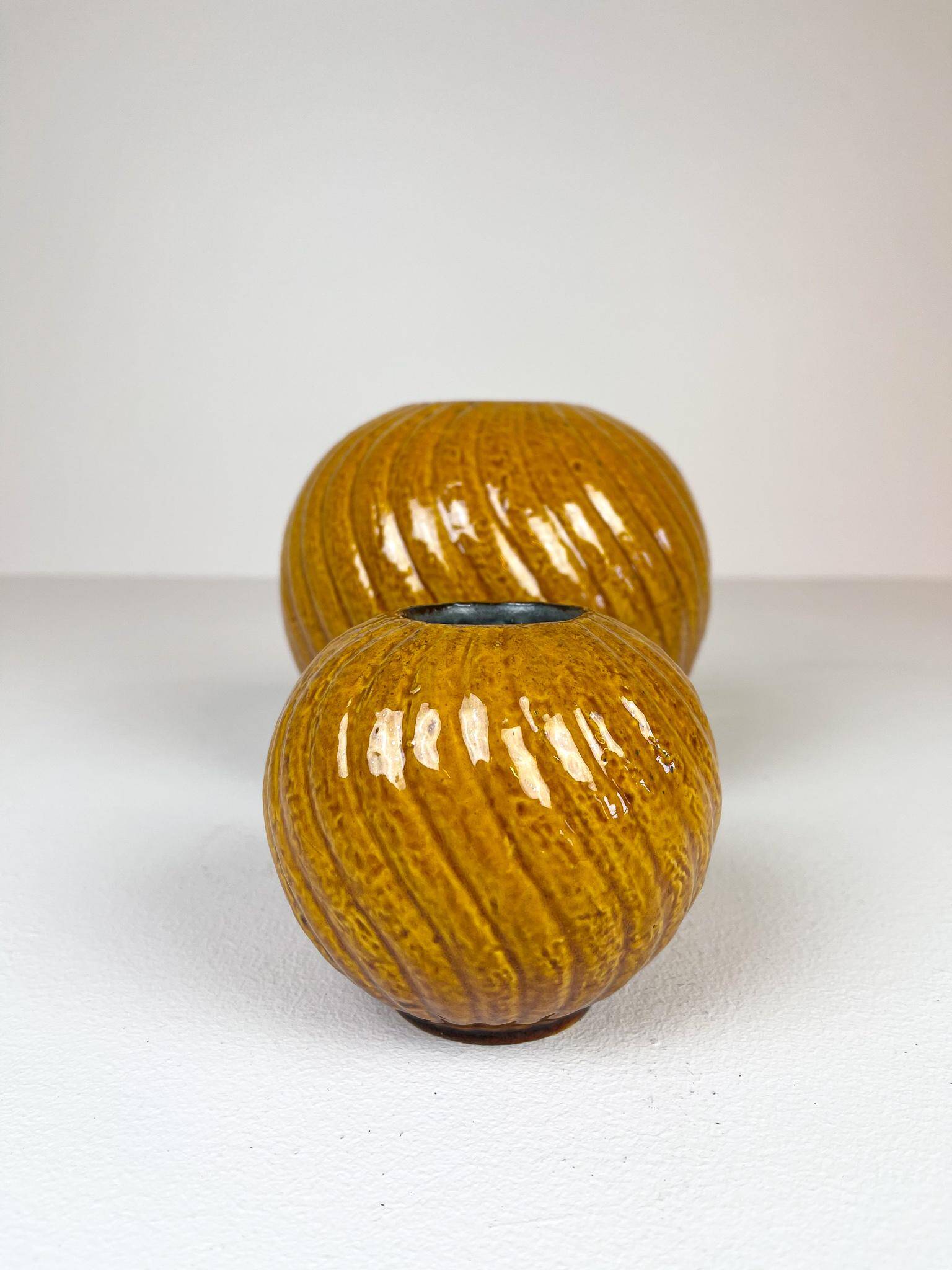 Rare pair of mid-century modern vases by Gunnar Nylund, Rörstrand, Sweden, 1940s.